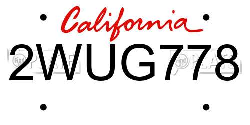 2WUG778 California License Plate