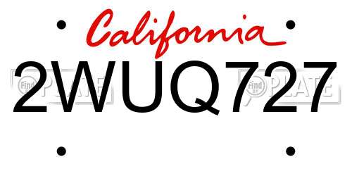 2WUQ727 California License Plate