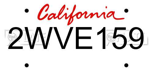2WVE159 California License Plate