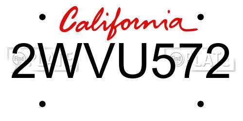 2WVU572 California License Plate