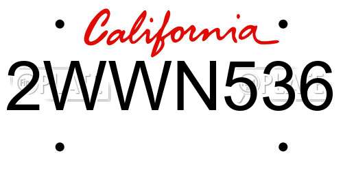2WWN536 California License Plate