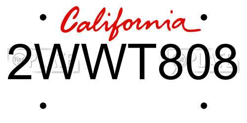 2WWT808 California License Plate