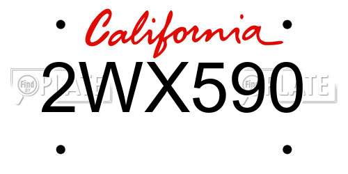 2WX590 California License Plate