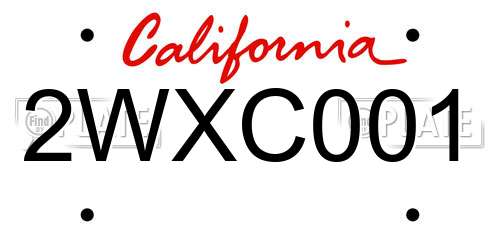 2WXC001 California License Plate