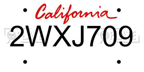 2WXJ709 California License Plate