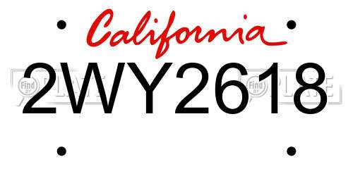 2WY2618 California License Plate