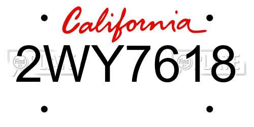 2WY7618 California License Plate