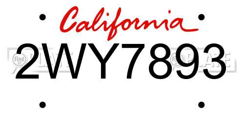 2WY7893 California License Plate