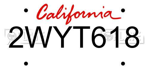 2WYT618 California License Plate