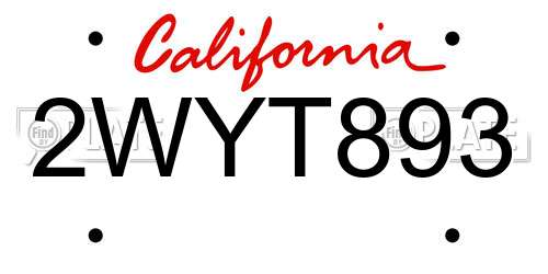 2WYT893 California License Plate