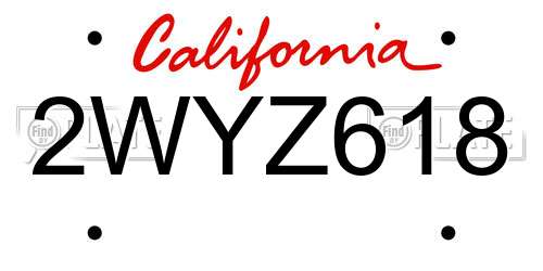 2WYZ618 California License Plate