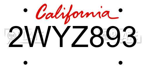 2WYZ893 California License Plate