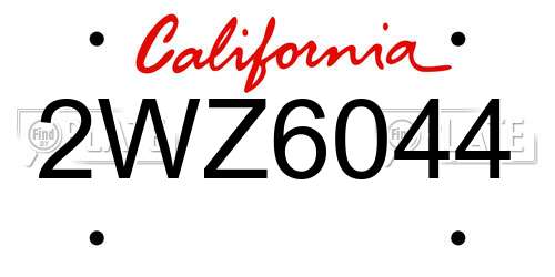 2WZ6044 California License Plate