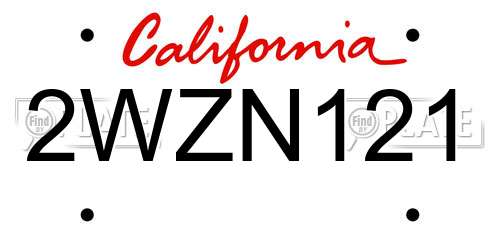 2WZN121 California License Plate