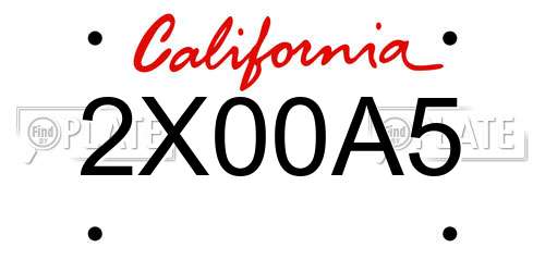 2X00A5 California License Plate
