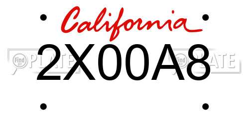 2X00A8 California License Plate