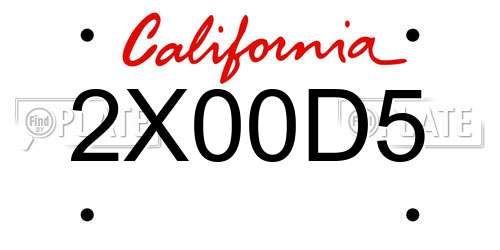 2X00D5 California License Plate