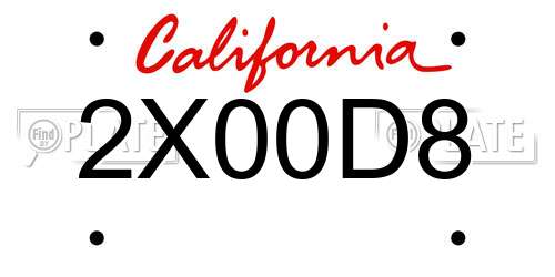 2X00D8 California License Plate