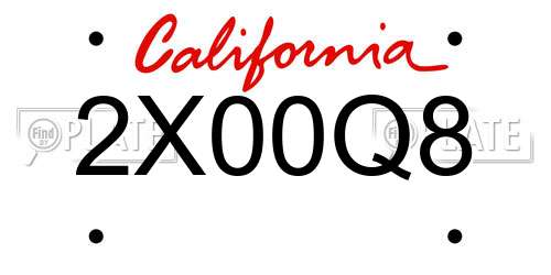 2X00Q8 California License Plate