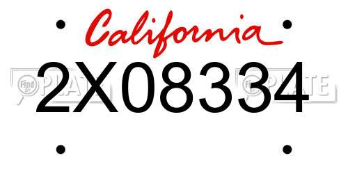 2X08334 California License Plate