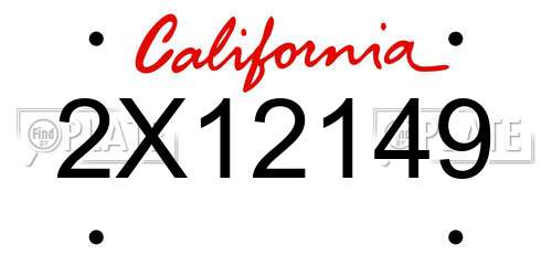 2X12149 California License Plate