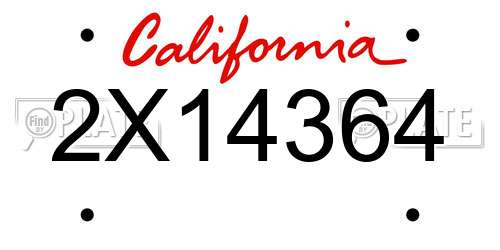 2X14364 California License Plate