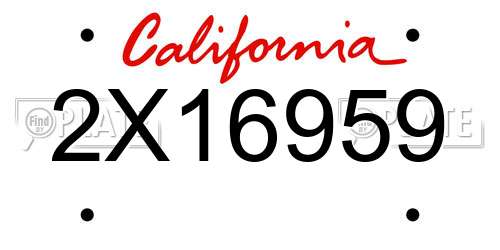 2X16959 California License Plate