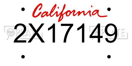 2X17149 California License Plate
