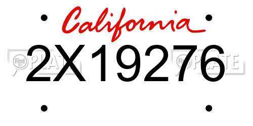 2X19276 California License Plate