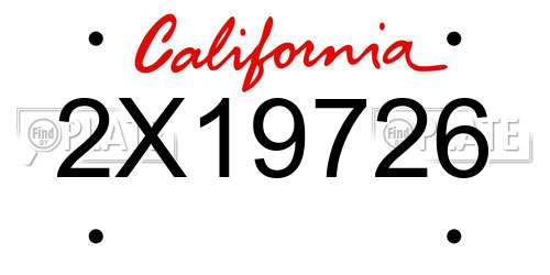 2X19726 California License Plate