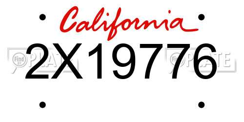 2X19776 California License Plate