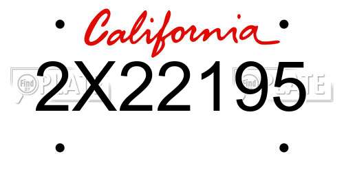 2X22195 California License Plate