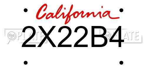 2X22B4 California License Plate