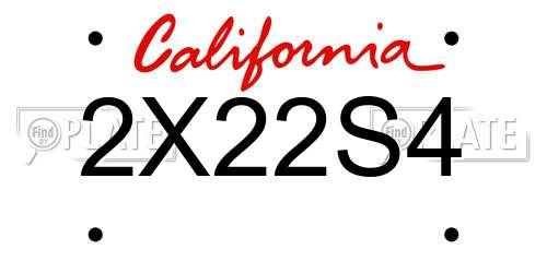 2X22S4 California License Plate