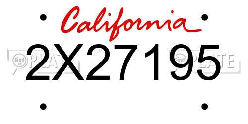 2X27195 California License Plate