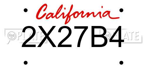 2X27B4 California License Plate