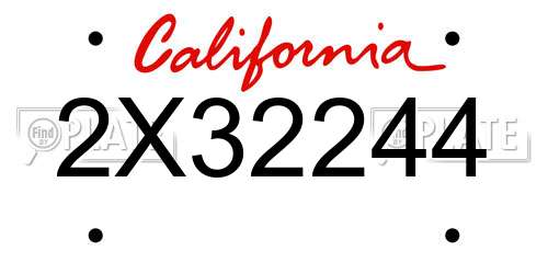2X32244 California License Plate
