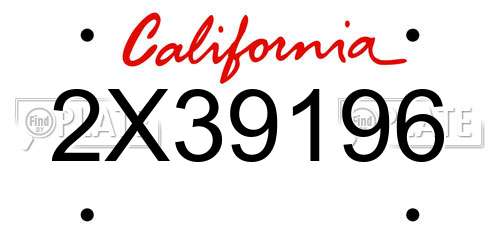 2X39196 California License Plate