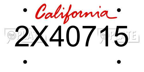 2X40715 California License Plate