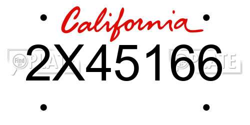 2X45166 California License Plate