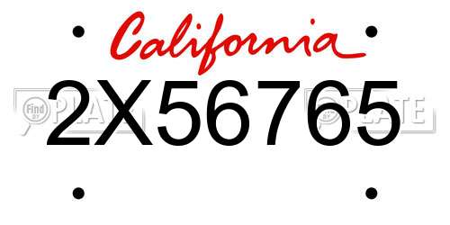 2X56765 California License Plate