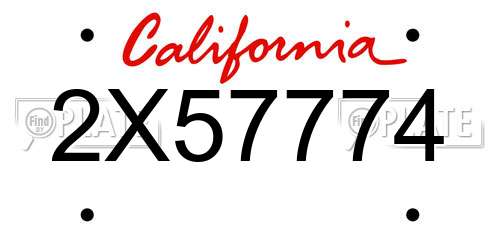 2X57774 California License Plate