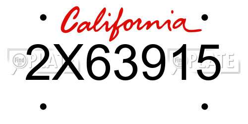 2X63915 California License Plate