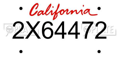 2X64472 California License Plate