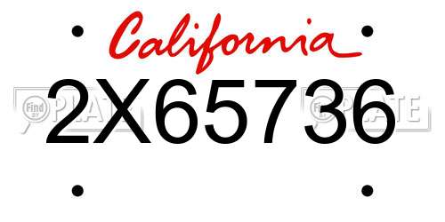 2X65736 California License Plate