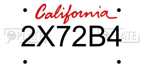 2X72B4 California License Plate