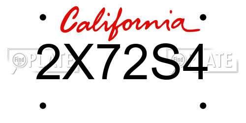 2X72S4 California License Plate