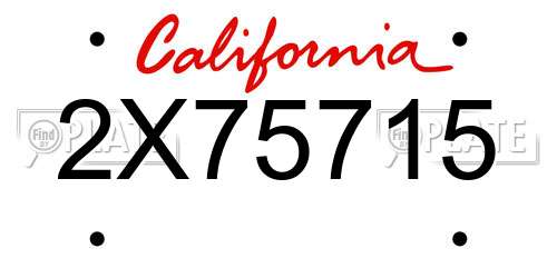 2X75715 California License Plate