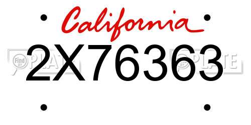 2X76363 California License Plate