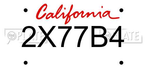 2X77B4 California License Plate